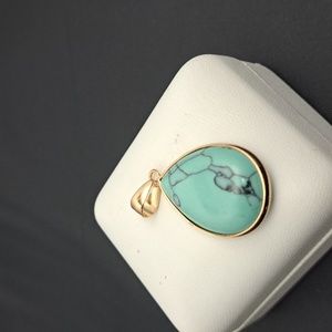 Gold plated Natural Turquoise Pendant with 16-18" adjustable chain